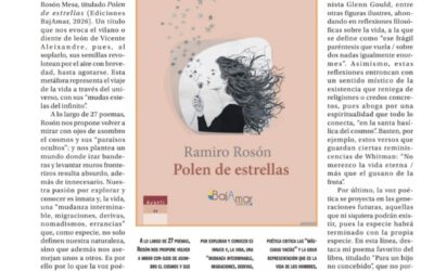 «La poesía que atraviesa el universo. A propósito del poemario Polen de estrellas, de Ramiro Rosón», 2026