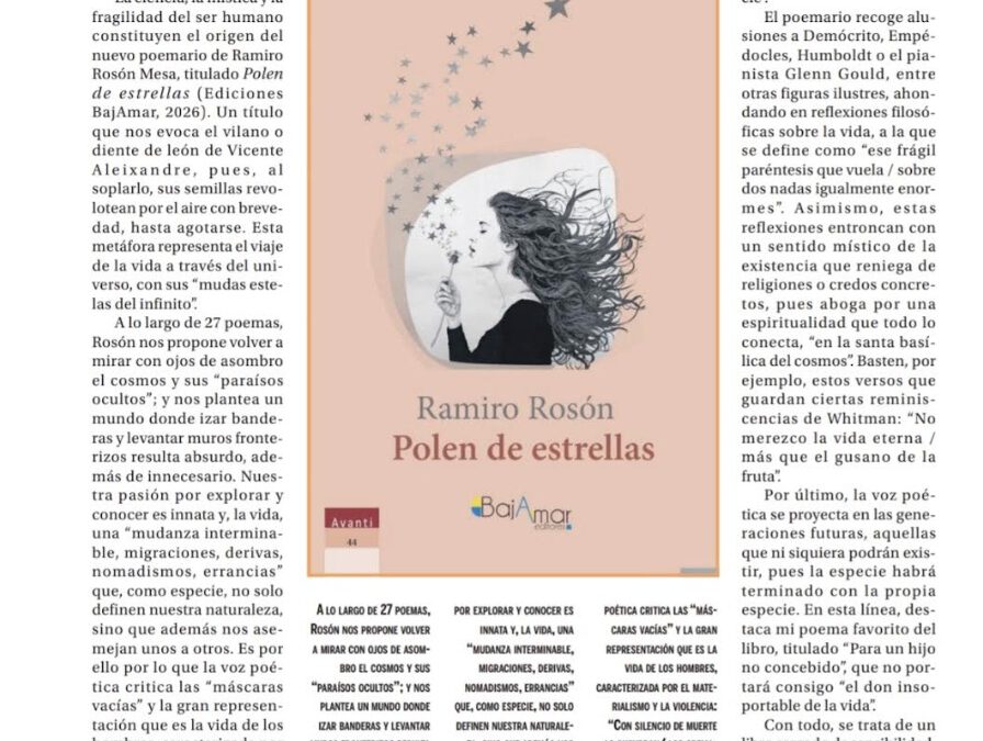 «La poesía que atraviesa el universo. A propósito del poemario Polen de estrellas, de Ramiro Rosón», 2026
